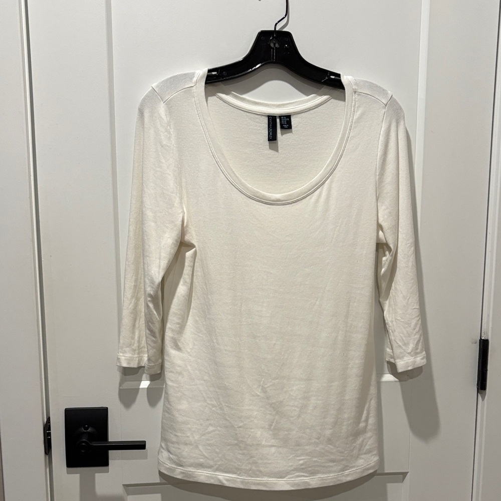Women's White 3/4 Sleeve Top
